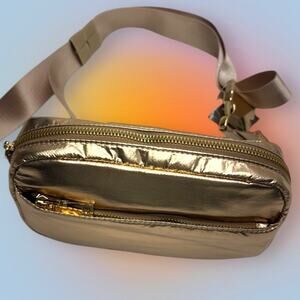 Shiny Metallic Gold Crossbody Belt Bag